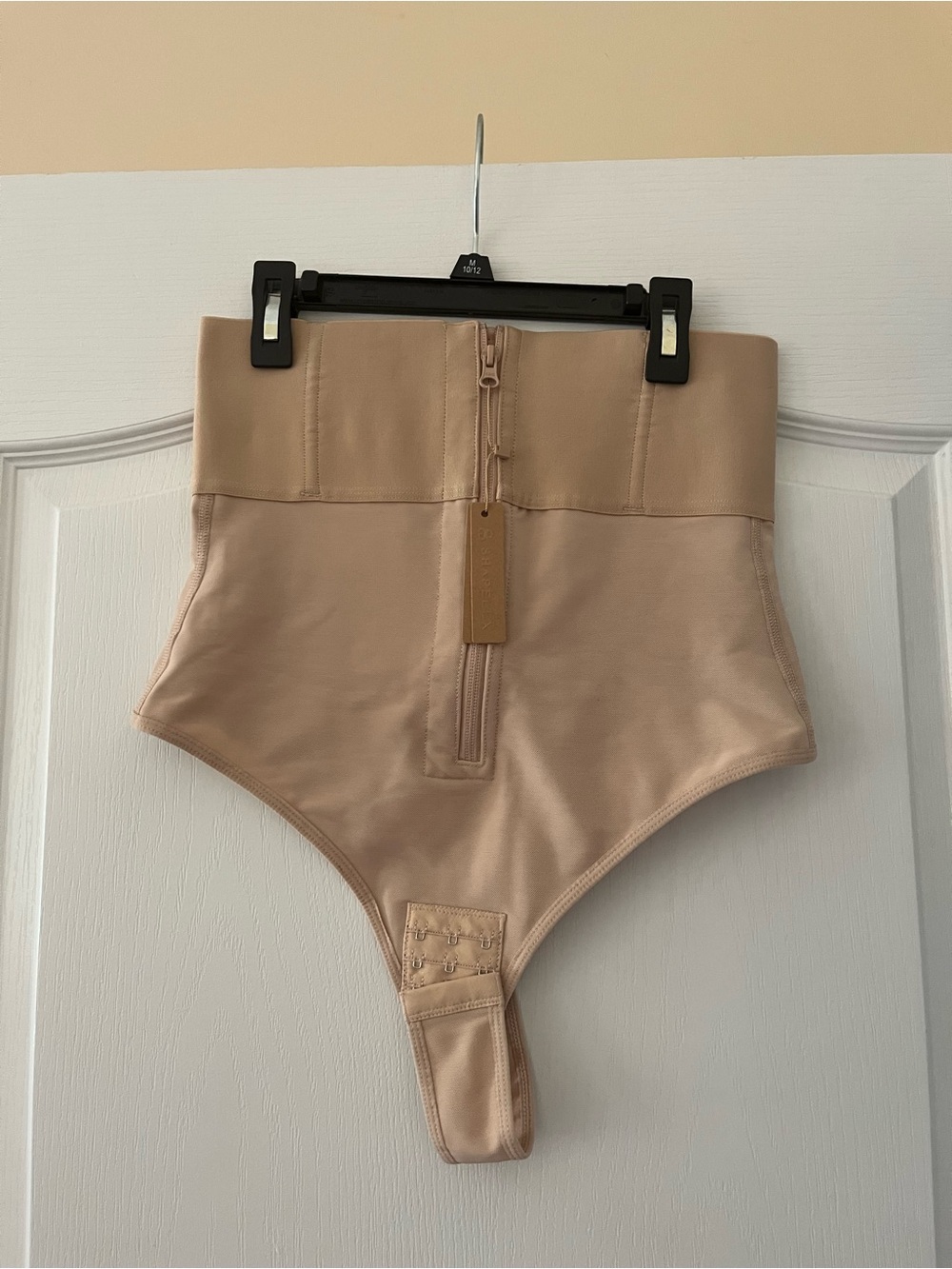 ShapeLLX High-Waist Nude Shapewear Thong with Front Zipper